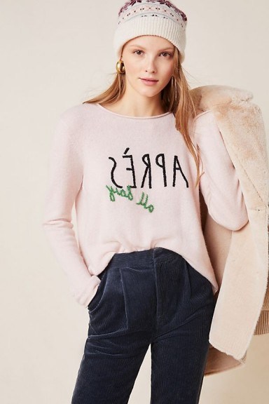 Anthropologie Apres All Day Cashmere Jumper | luxe slogan knits - flipped