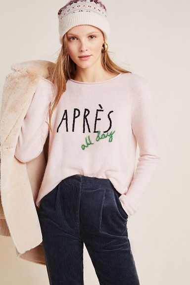 Anthropologie Apres All Day Cashmere Jumper | luxe slogan knits