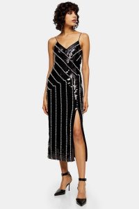 Topshop Black Diamante Embroidered Midi Dress | embellished party dresses | occasion wear