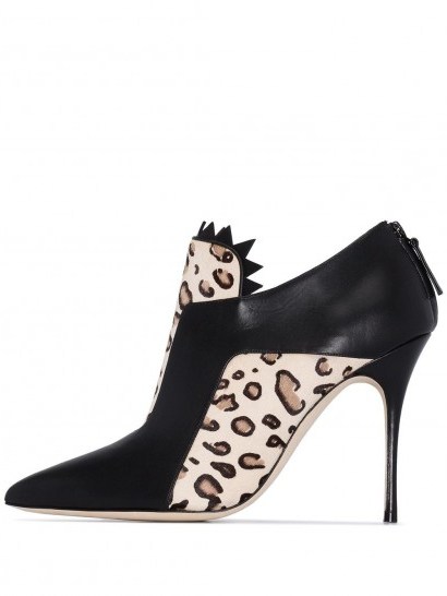 MANOLO BLAHNIK Moretto 105mm leopard print boots / stiletto heel booties - flipped