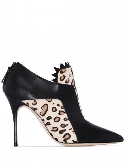MANOLO BLAHNIK Moretto 105mm leopard print boots / stiletto heel booties