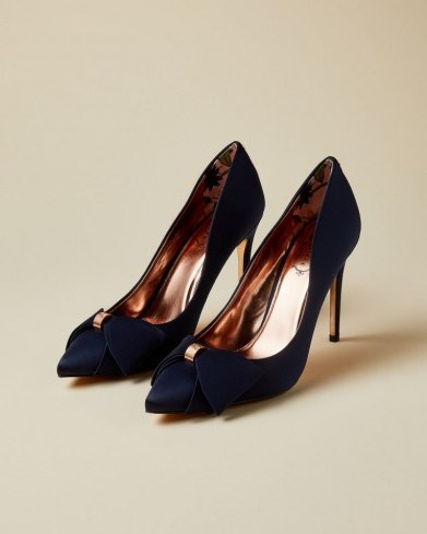 Ted Baker ASELLYS Bow detail courts in navy ~ blue occasion court shoes - flipped