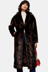 TOPSHOP Brown Luxe Faux Fur Coat / vintage style winter coats
