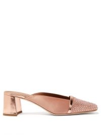 MALONE SOULIERS Carmen crystal-embellished satin mules