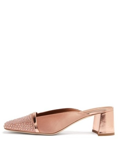 MALONE SOULIERS Carmen crystal-embellished satin mules - flipped