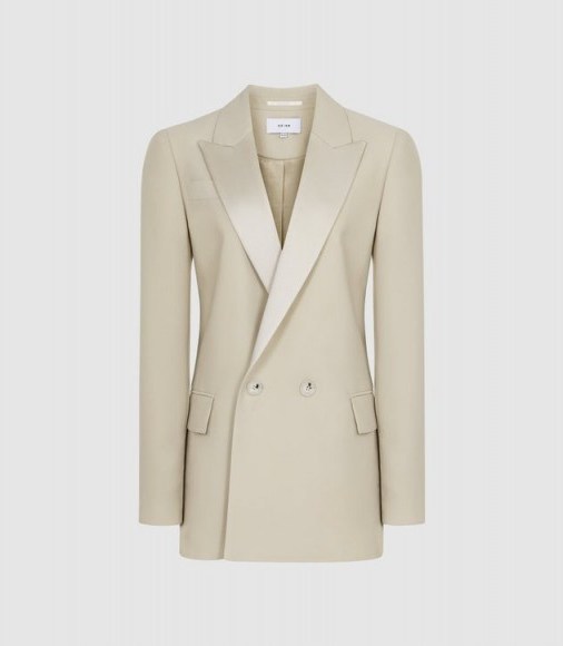 REISS CLEO DOUBLE BREASTED BLAZER CHAMPAGNE ~ luxe style jackets - flipped