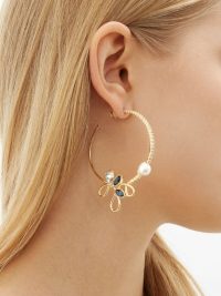 ERDEM Blue and clear crystal-embellished hoop earrings