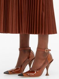 BURBERRY Evan PVC-coated leather pumps in brown