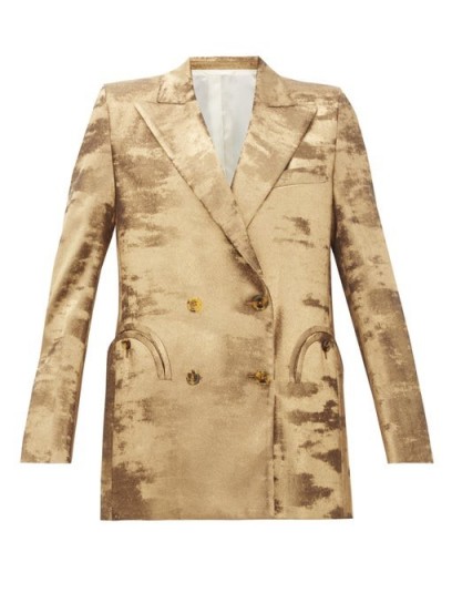 BLAZÉ MILANO Everyday double-breasted metallic jacket in gold ~ instant evening glamour