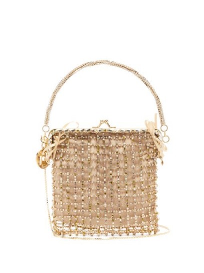 ROSANTICA BY MICHELA PANERO Flaubert crystal-embellished clutch in gold ~ luxe event bags