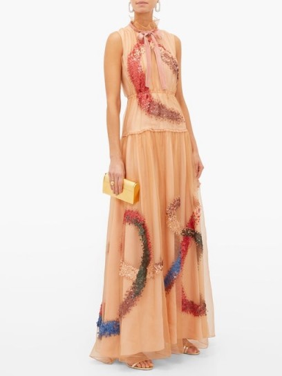ROKSANDA Giona sequinned silk-organza gown in peach-pink ~ luxe gowns ~ feminine event wear