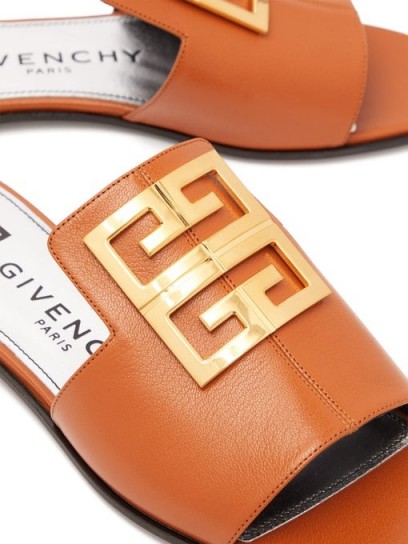 GIVENCHY 4G-logo tan-leather slides – luxury flat mules