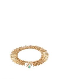 ILEANA MAKRI Grass Leaves 18kt gold bracelet ~ green stone bracelets