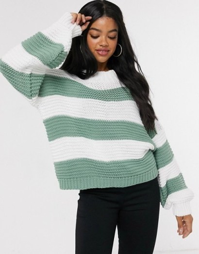 In The Style x Billie Faiers oversized chunky knit in contrast stripe - flipped