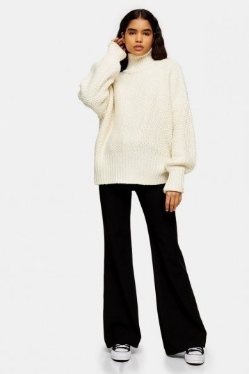 Topshop Boutique Ivory Roll Neck Jumper | neutral chunky knits - flipped