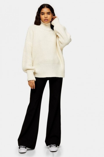 Topshop Boutique Ivory Roll Neck Jumper | neutral chunky knits