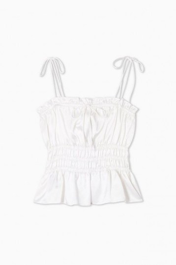 Topshop Ivory Ruched Cami – smocked camisoles - flipped