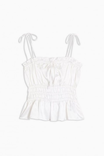 Topshop Ivory Ruched Cami – smocked camisoles