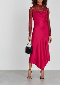 JONATHAN SIMKHAI Red lace and satin dress | layered slip dresses