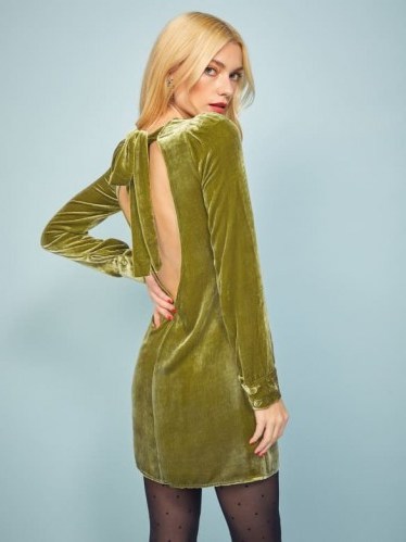 REFORMATION Kyra Dress in Pear ~ green open back mini - flipped
