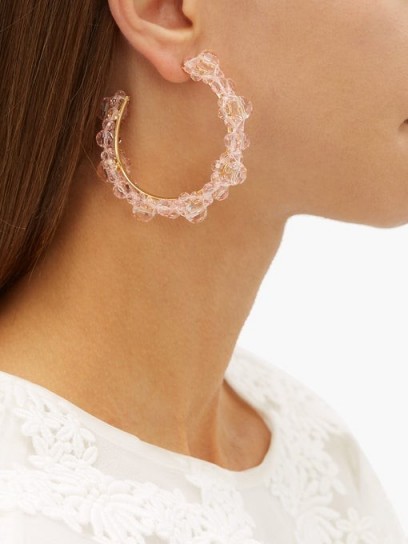 SIMONE ROCHA Large crystal-daisy hoop earrings in light-pink