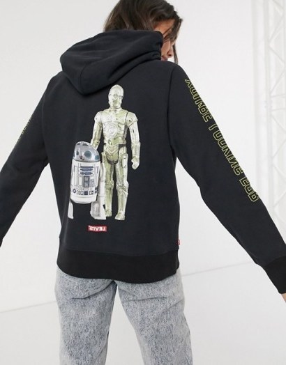 Levi’s X Star Wars C-3PO & R2D2 hoodie in black / slogan hoodies - flipped
