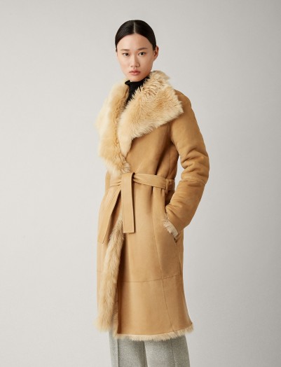 Joseph Liman Soft Toscana Sheepskin in Camel ~ luxury reversible winter coats