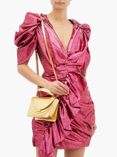 WANDLER Luna mini metallic-gold leather cross-body bag ~ luxe bags - flipped