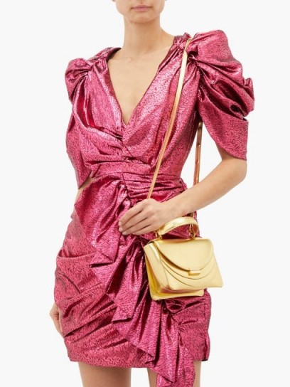 WANDLER Luna mini metallic-gold leather cross-body bag ~ luxe bags
