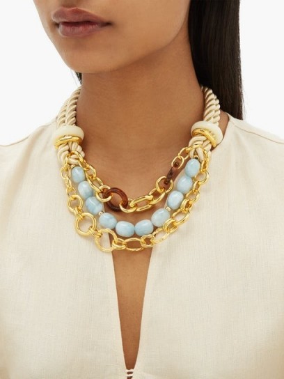 LIZZIE FORTUNATO Marbella gold-plated chain and rope necklace ~ chunky statement accessory