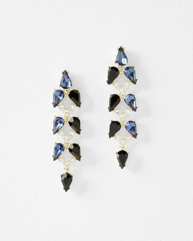 MARLUA Mayfair crystal drop earring in blue ~ party earrings ~ glamorous statement drops - flipped