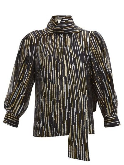 PETER PILOTTO Metallic fil-coupé silk-blend blouse in black - flipped