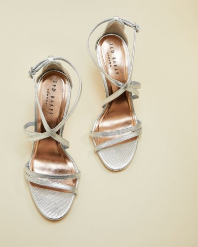 Ted Baker FLORETL Metallic strappy leather sandals ~ silver party shoes