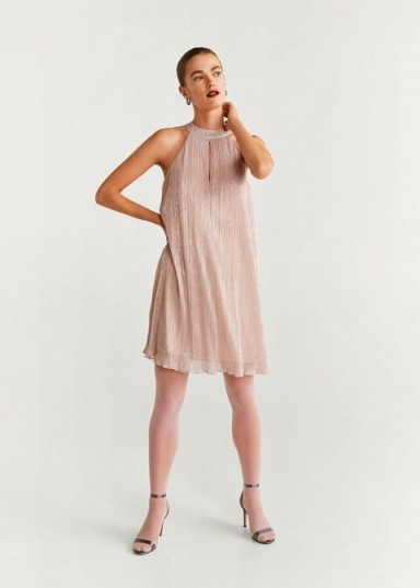 Mango Metallic thread dress in pink ~ trapeze style party dresses