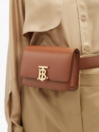 BURBERRY Monogram-clasp tan leather belt bag