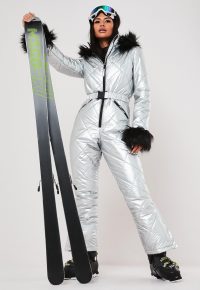 msgd ski silver metallic padded snow suit / winter sports suits