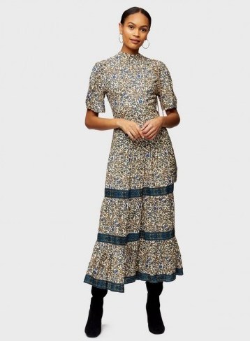 MISS SELFRIDGE Multi Colour Floral Print Tier Midi Dress - flipped