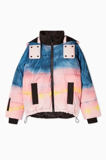 Topshop SNO Ombré Printed Ski Jacket – multicoloured winter sports jackets / skiing outerwear - flipped