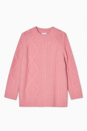 Topshop Boutique Pink Cable Knitted Jumper - flipped