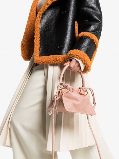 YUZEFI mini Bom leather mini bag in pale pink - flipped