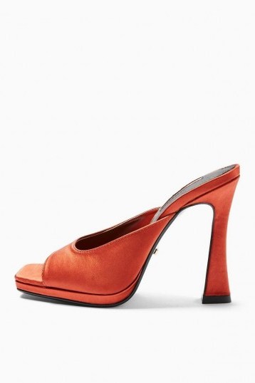 Topshop RAZZLE Rust Satin Mules | vintage look heels - flipped