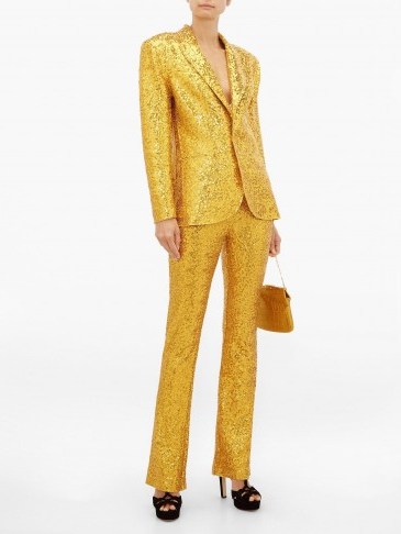 NORMA KAMALI Single-breasted sequinned blazer in gold - flipped