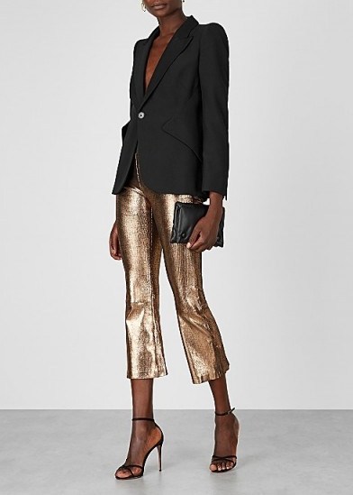 SPRWMN Bronze cropped suede trousers ~ crop hem party pants ~ instant evening glamour - flipped