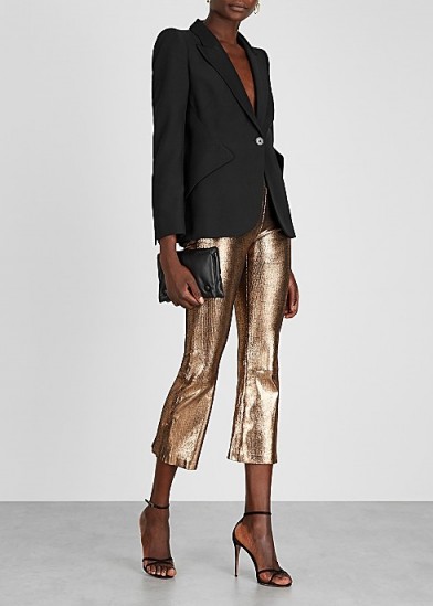 SPRWMN Bronze cropped suede trousers ~ crop hem party pants ~ instant evening glamour