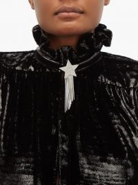 SAINT LAURENT Star & Love crystal-embellished tassel brooch ~ designer brooches