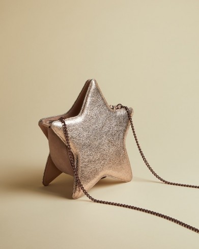 Ted Baker STARRY Star leather bag in rose gold ~ metallic evening bags