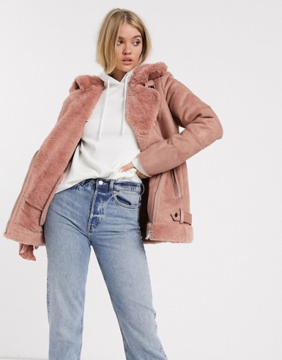 Stradivarius aviator jacket in pink / casual winter jackets with style