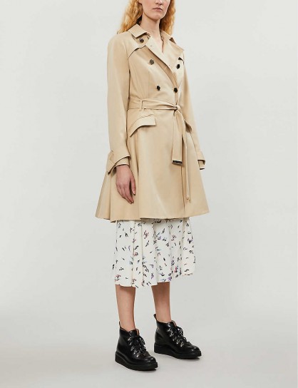 TED BAKER Luciey belted cotton-gabardine coat in natural ~ fit and flare mac