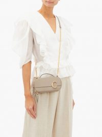 CHLOÉ The C structured leather cross-body bag in beige ~ small luxury crossbody