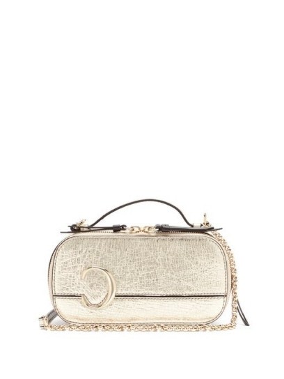 CHLOÉ The C structured metallic-leather cross-body bag in gold ~ luxe bags - flipped